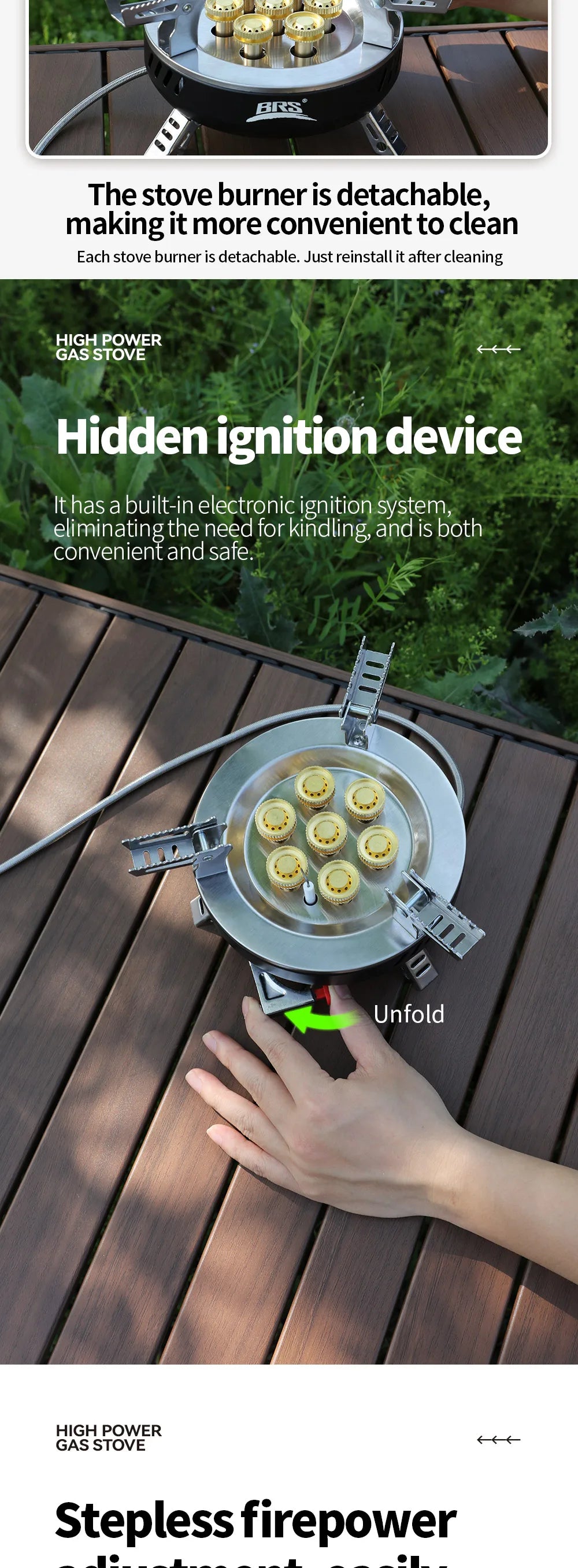 BRS – cuisinière à gaz de Camping 3/7 cœurs, brûleur touristique Portable haute puissance, allumage électronique extérieur, four de Camping, équipement de pique-nique