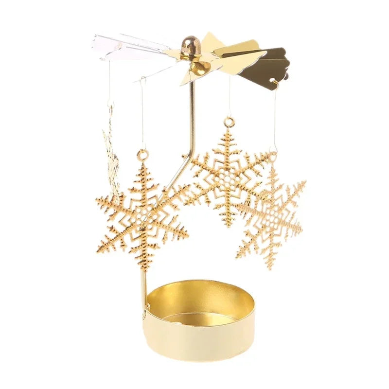 1pc Hot Metal Rotating Candle Holder, Christmas Rotary Candle Holder, Dinner Wedding Party Candlestick, Gift Decoration
