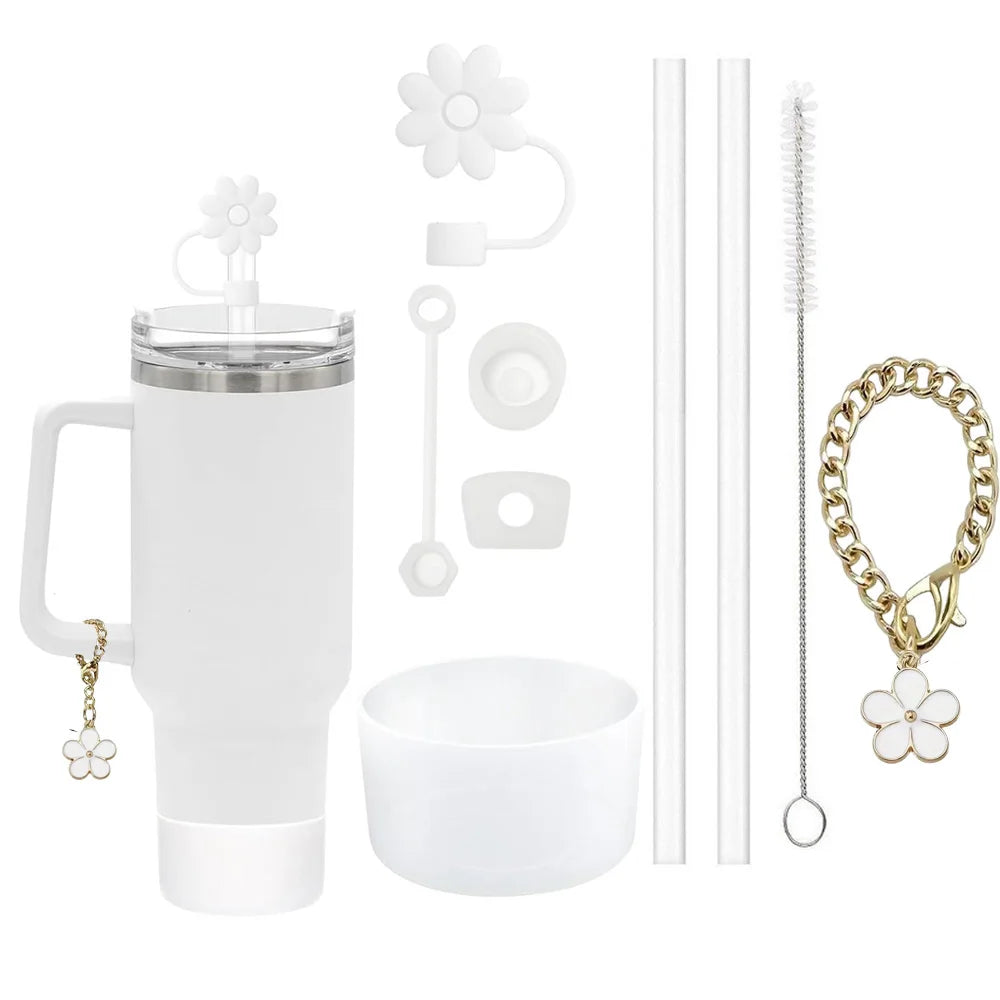 Kit Accessoires 9 Pièces pour Tasse Stanley — Bouchons, Brosses & Charme Floral