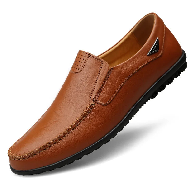 Men's Casual Shoes Genuine Leather Luxury Brand Designer Loafers 2025 Slip-on Black Driving Shoes Zapatos Casuales
