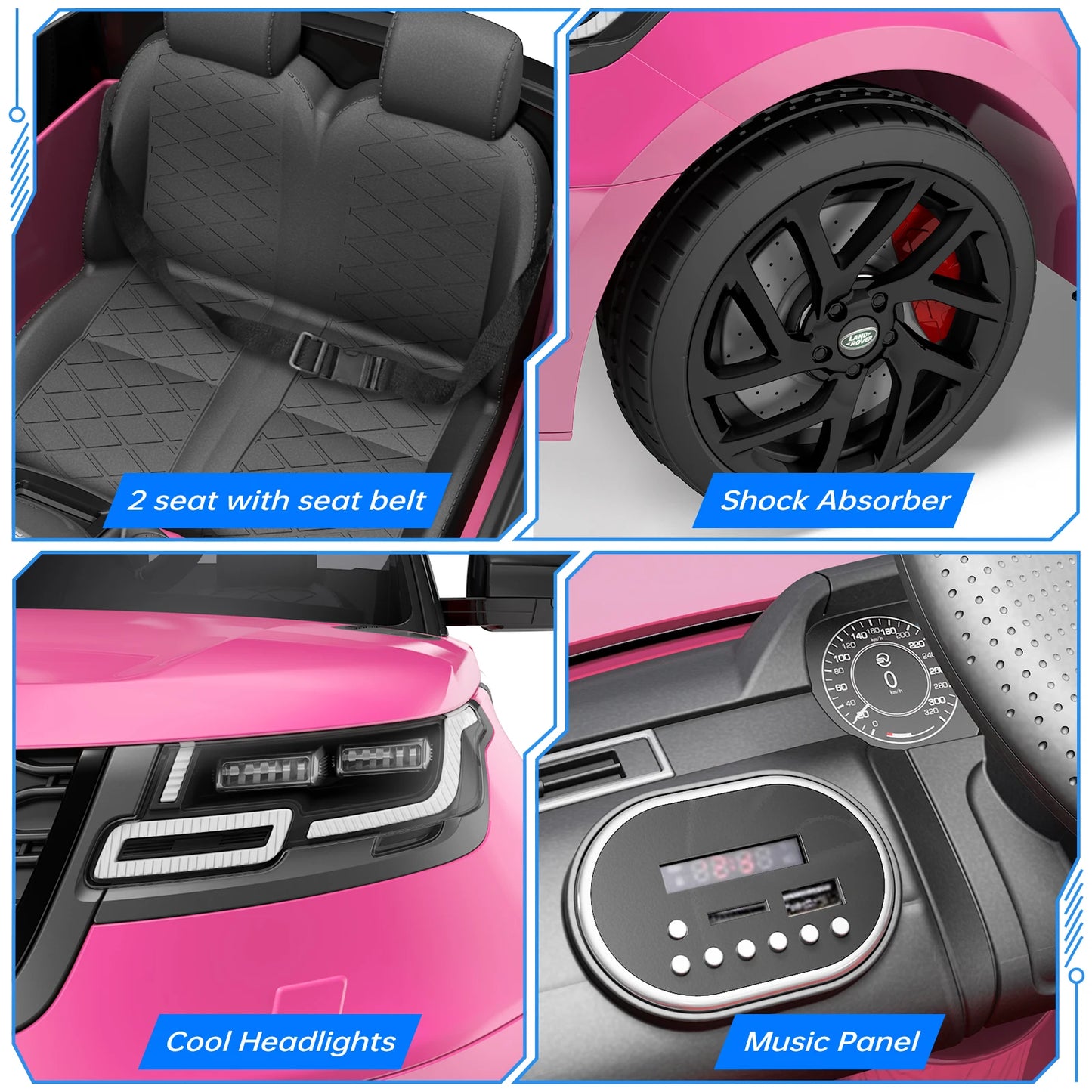Kids' Electric Car, 4-8 Years, 12V, Parental Remote Control, MP3 Player, Rocking, Ribbed, New