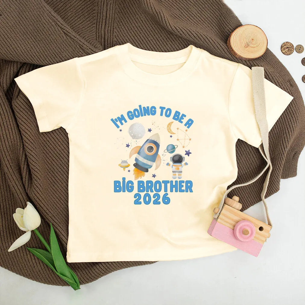 T-shirt enfant grand frère 2026 — annonce de grossesse, manches courtes, tenue d'été garçon