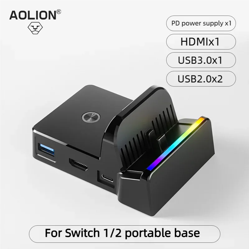Dock RGB avec ventilateur de refroidissement HUB portable — console jeu, base d'extension, support mural, accessoires