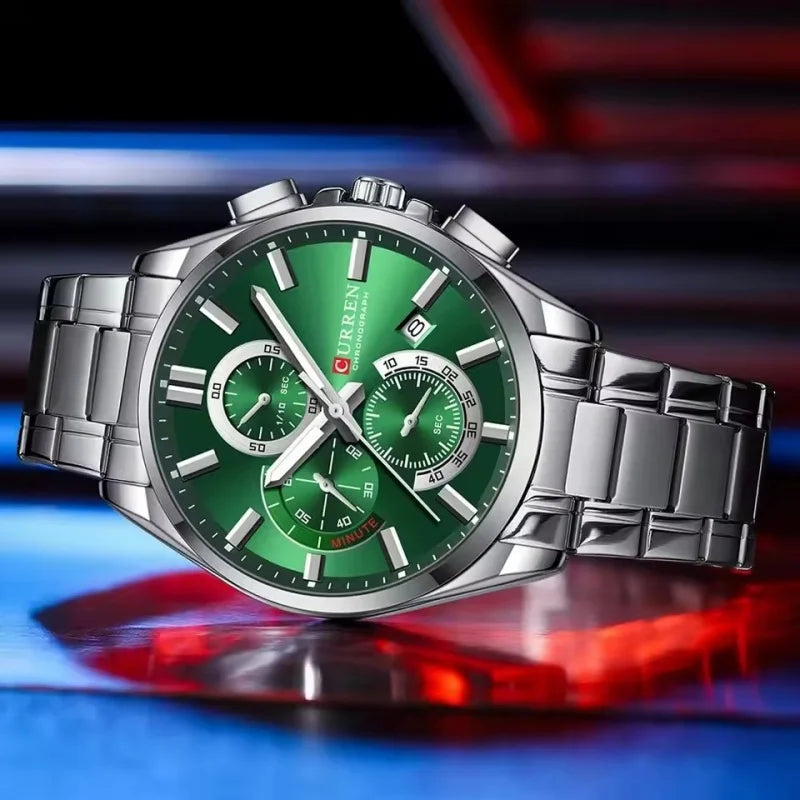 Montre tendance pour homme — calendrier, 6 aiguilles, bracelet en acier inoxydable, business