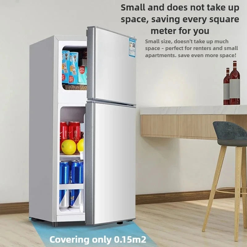 Refrigerador de doble puerta para apartamento de alquiler, pequeño refrigerador doméstico con congeladores profundos, refrigerador de bajo consumo de nivel uno