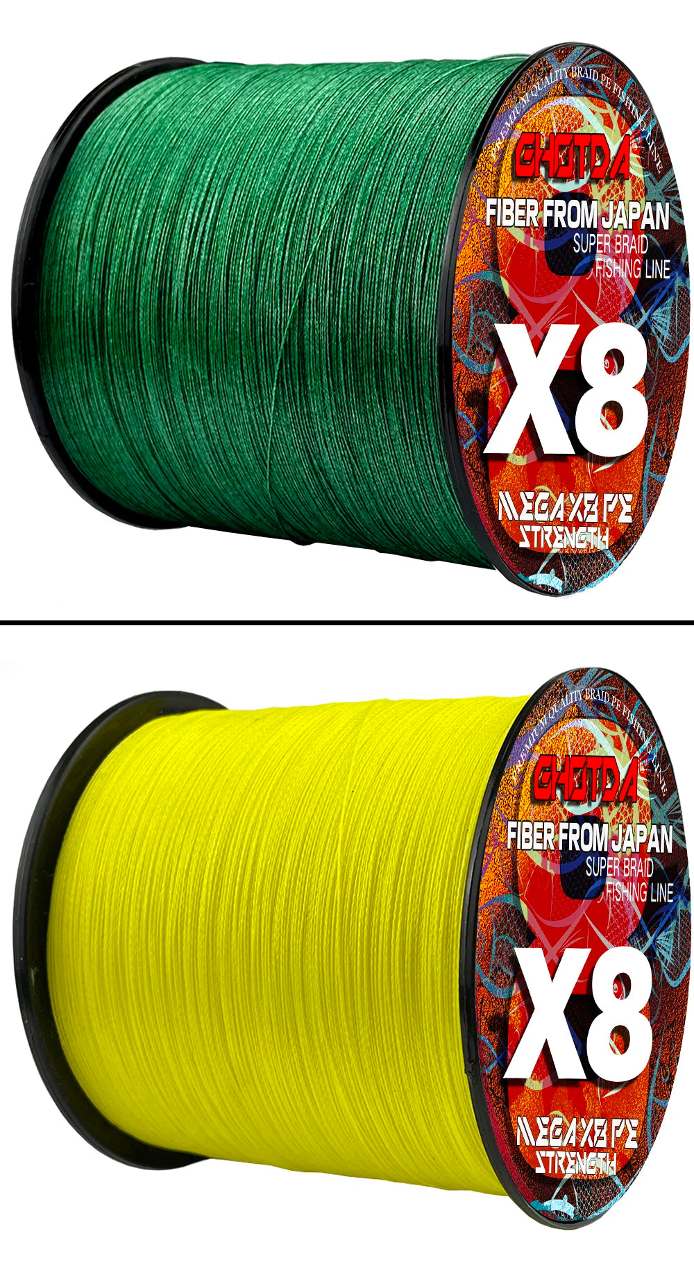 GHOTDA LURE FISH X8 lignes de pêche 300M 100M 8 brins fils tressés Multifilament PE ligne pour carpe cordon de pêche 18LB-78LB lisse