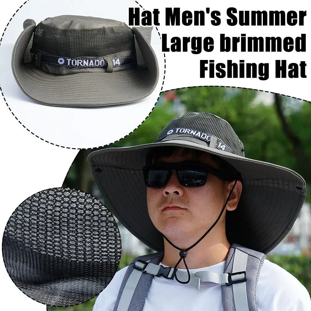 Grand chapeau de soleil d'été pour hommes et femmes, casquette de pêche respirante, Protection contre les UV, chapeau de pêcheur en maille, randonnée en plein air, casquette de plage