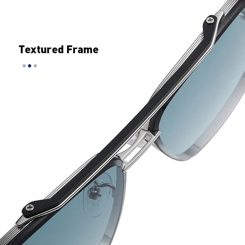New Gradient Sunglasses for Men Fashion Metal Big Frame Sunglasses Luxury Brand Design Sunglasses for Men