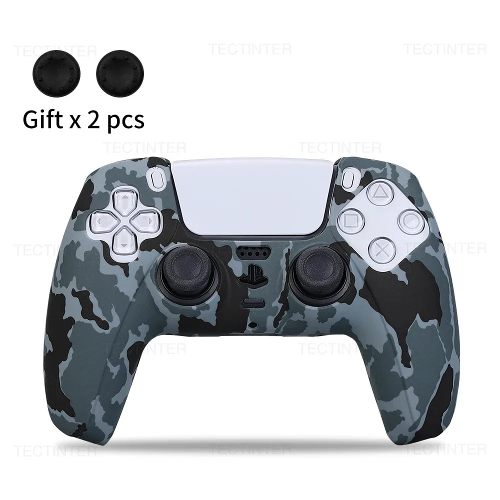 Housse de protection en silicone pour manette de jeu Slim — étui en caoutchouc antidérapant avec capuchons de poignées de pouce
