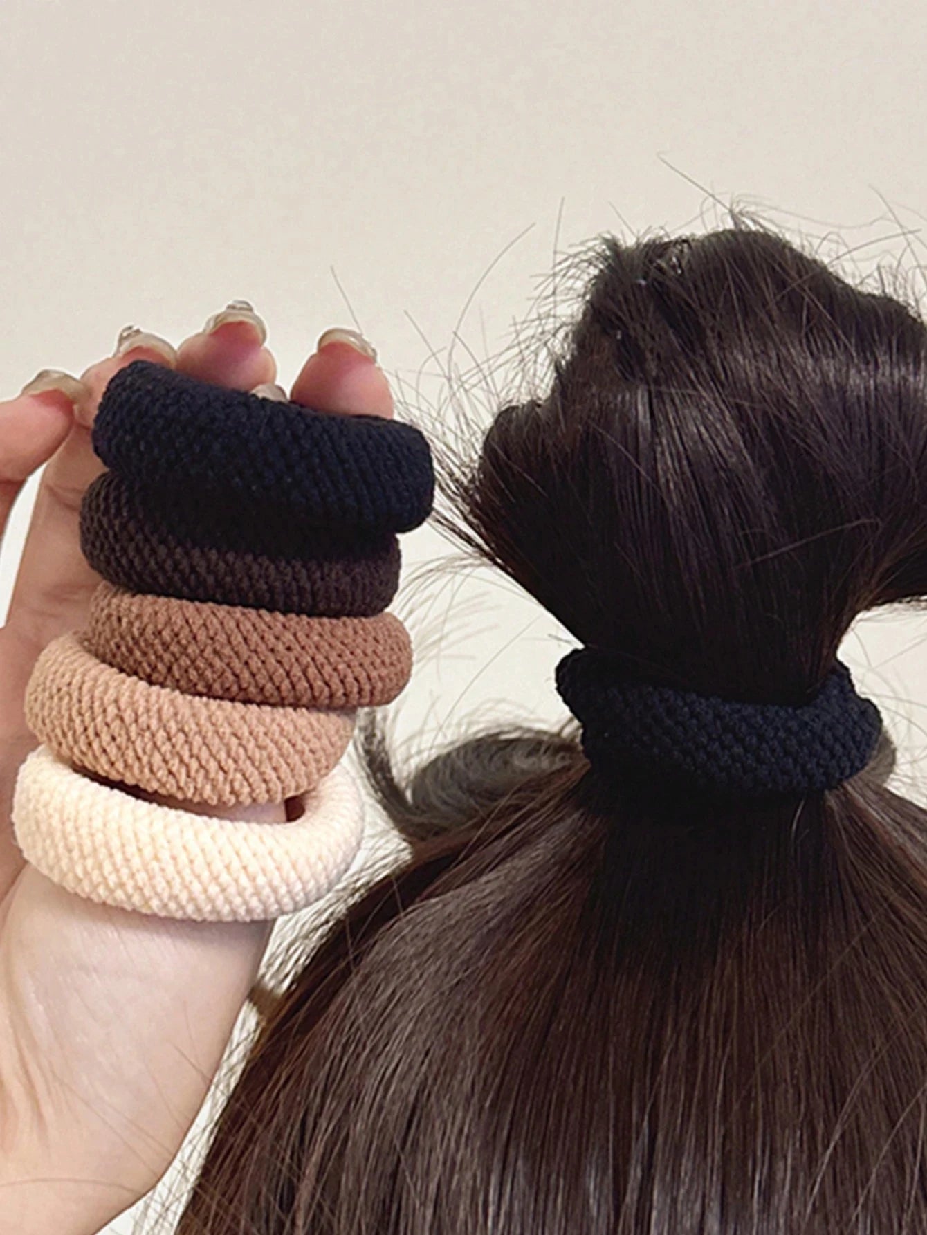 Chouchous simples et polyvalents, mélange de couleurs, haute élasticité, épais, respectueux des cheveux (couleur aléatoire), corde pour cheveux, 5/10