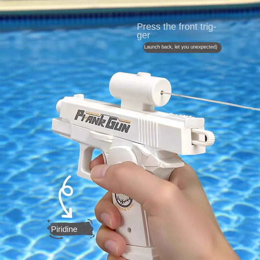 Pistolet à eau inverse Double face drôle-jouet de farces d'été, Mini pulvérisateur d'eau tactique pour enfants et adultes, combat aquatique de piscine et de plage