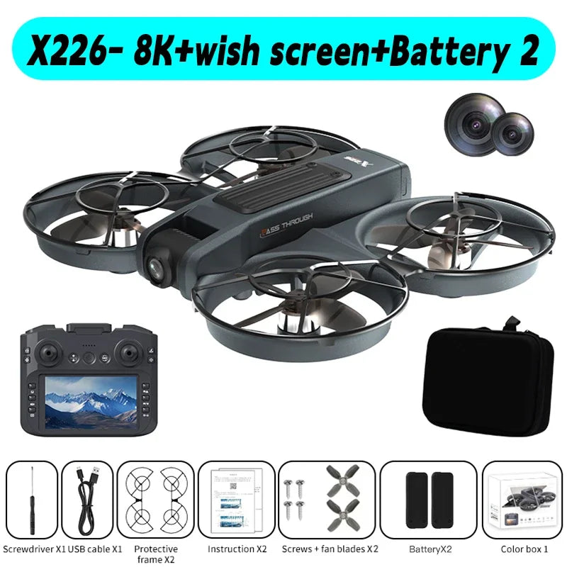 Mini dron profesional 4K Lenovo X226/X226VR, helicóptero teledirigido, avión RC, dron con pantalla, cuadricóptero, juguete de regalo para niños