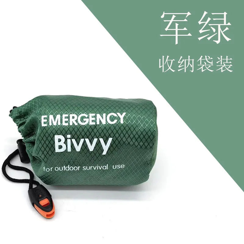 Sac de couchage d'urgence, couverture de survie, sac bivouac thermique en Mylar, abri léger, imperméable et portable pour le camping et la randonnée