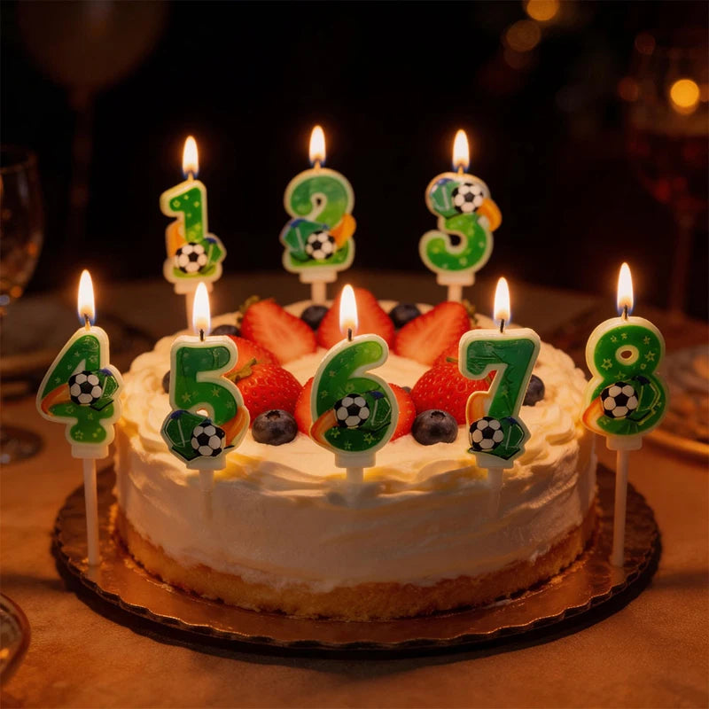 Bougies Gâteau Anniversaire Ballon Football Chiffres 0–9 — Décoration Fête Thème Sport