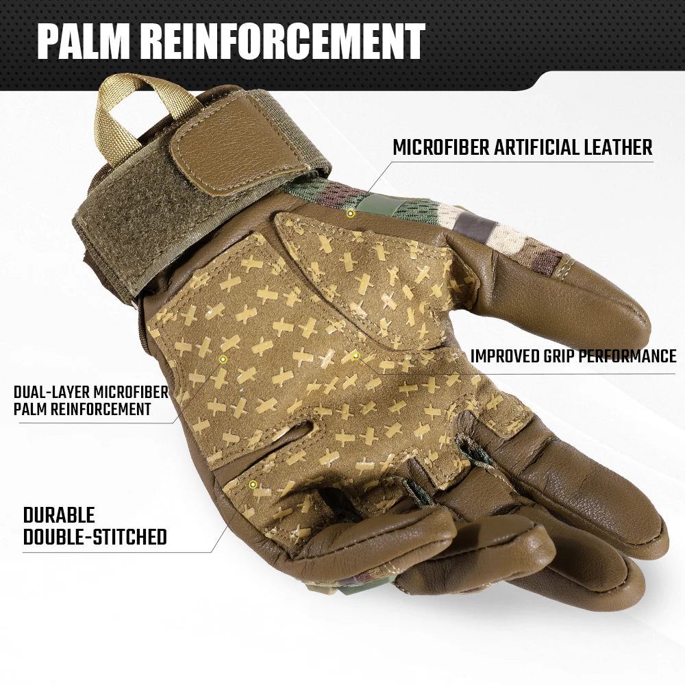 Gants de cyclisme en cuir PU pour écran tactile, tactique Airsoft, chasse, tir, randonnée, vélo, Sport de plein air, équitation, protection pour hommes