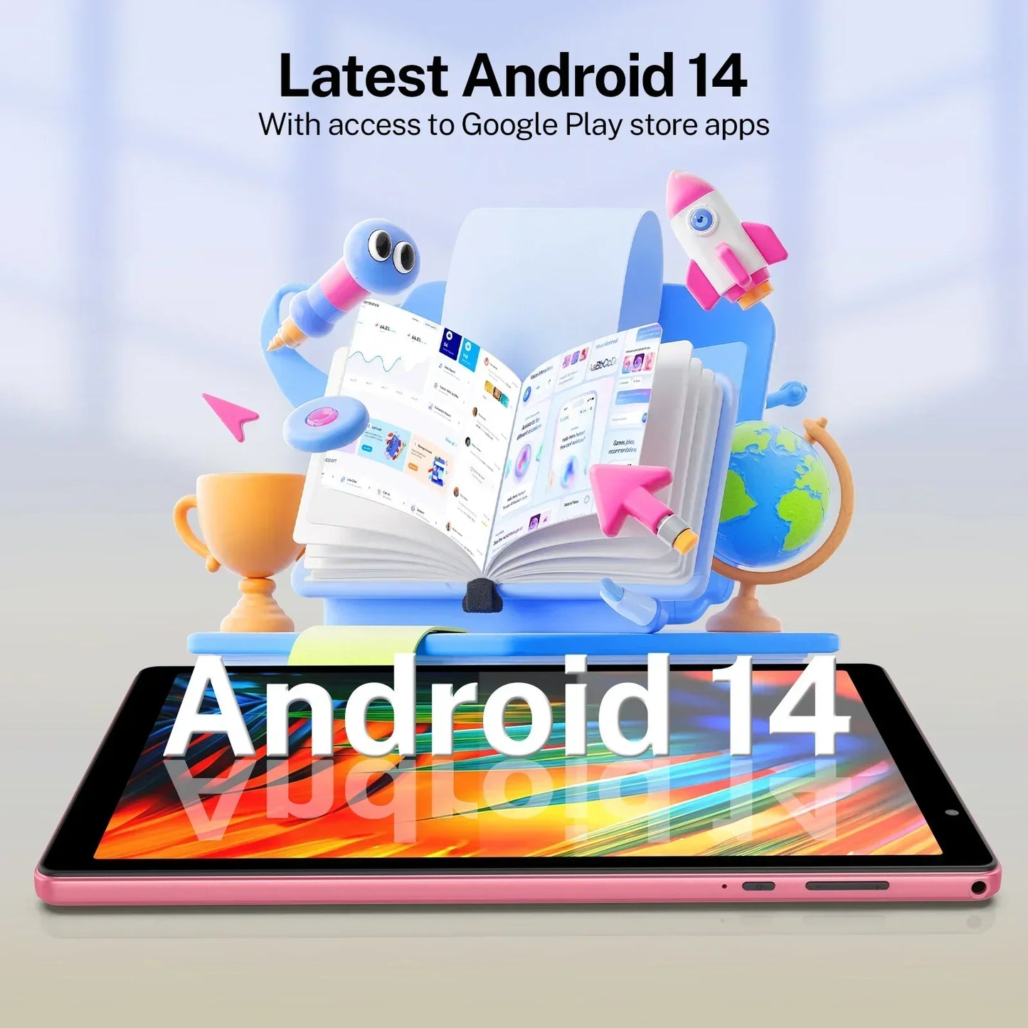 Latest Android 14 Tablet, 10-inch Tablet, Quad-core Processor, 5G WiFi, 4GB ROM + 32GB RAM, 1280 x 800 Resolution, 6000mAh Battery