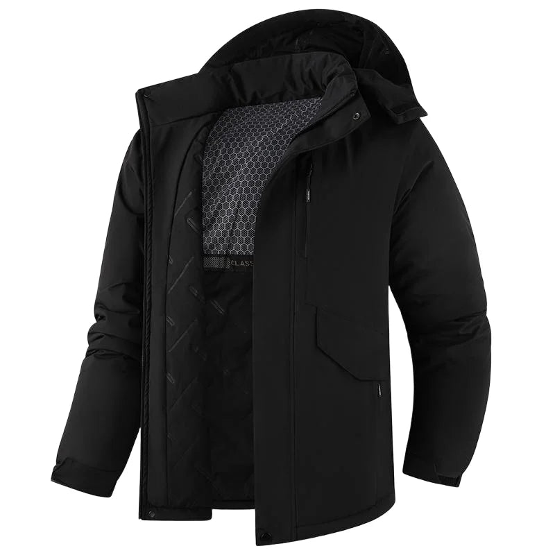 Veste d'hiver épaisse et imperméable pour homme, coupe-vent, chapeau détachable, multi-poches, coupe-vent de travail, Safari