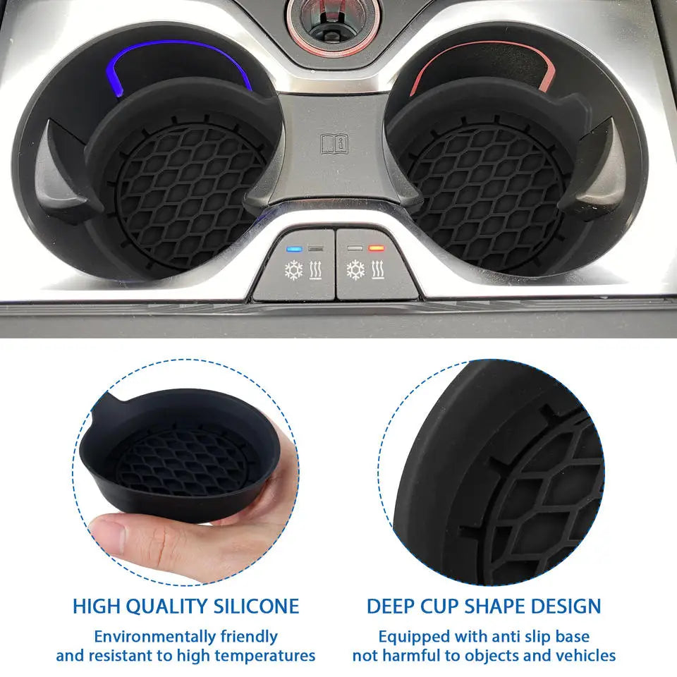 Porte-gobelet noir pour voiture, 2 pièces, insertion antidérapante, sous-verres, tampons, accessoires d'intérieur pour la plupart des tasses