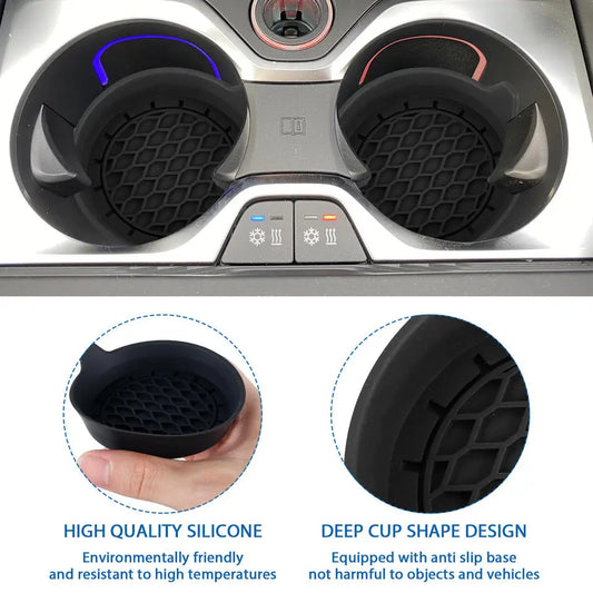 Porte-Gobelet Voiture Noir Antidérapant 2 Pièces — Sous-Verres Tampons Intérieur Auto