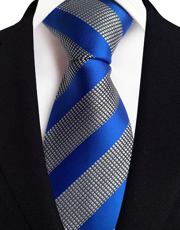 Cravate classique à rayures Paisley pour hommes — 8cm, Jacquard, bleu royal, accessoires, mariage