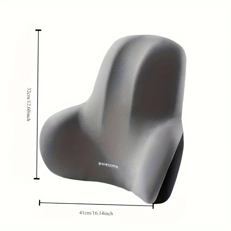 Memory Foam Seat Cushion Set, 2-in-1 Lumbar and Seat Pillow for Office/Car, Grey and Black, Holiday Gift for Back Pain Relief, 1 Piece