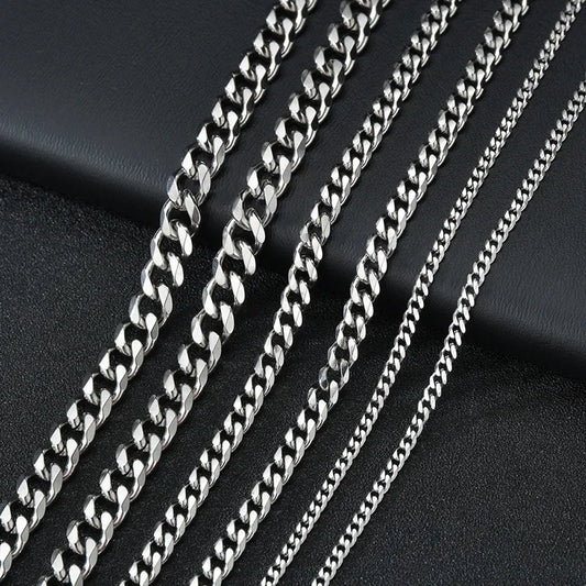 Colliers de la présidence en acier inoxydable pour hommes et femmes, lien cubain punk, tour de cou JOChoker, mode hip hop, accessoires de bijoux de fête, 3.5-7mm de large