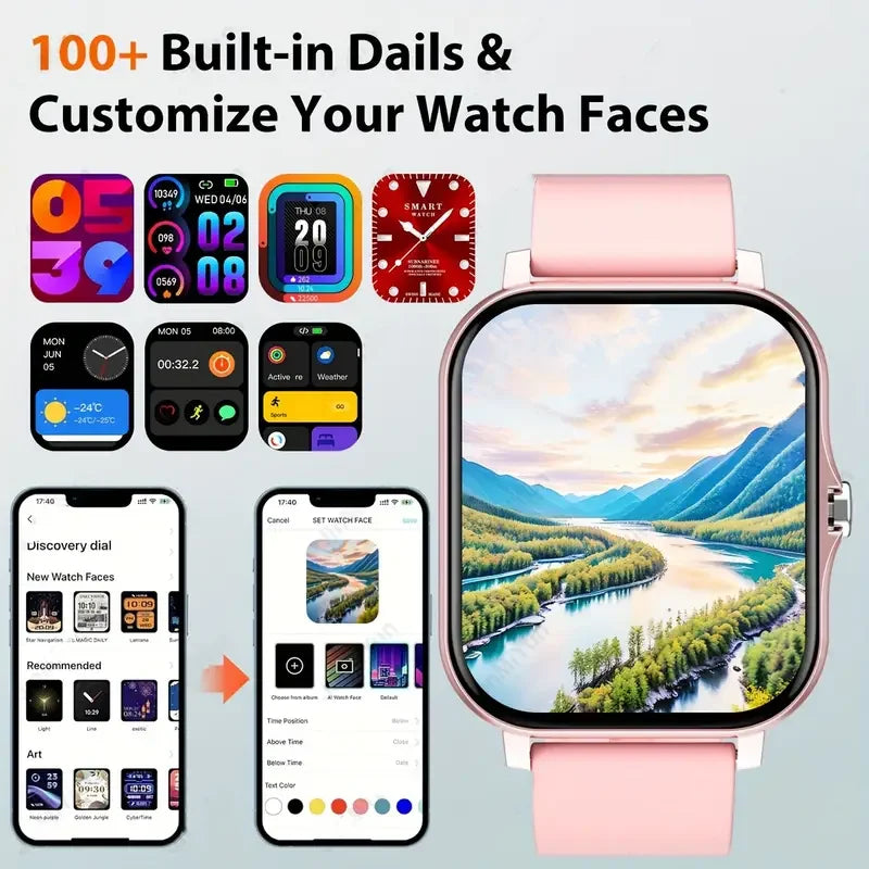 Montre Connectée 2025 Bluetooth — Oxygène Pression Artérielle Smartwatch Cadeau