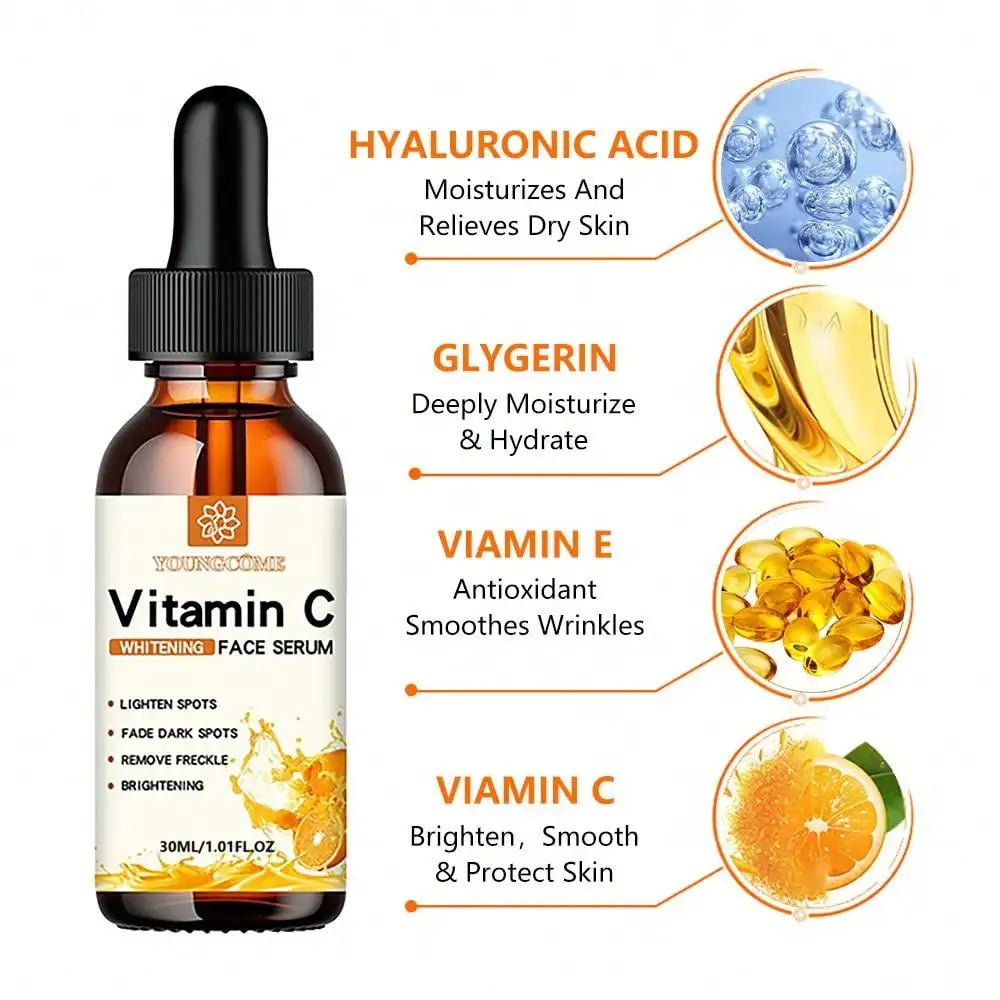Essence Vitamine C & Acide Hyaluronique — Anti-Âge, Hydratante & Éclaircissante 30ml