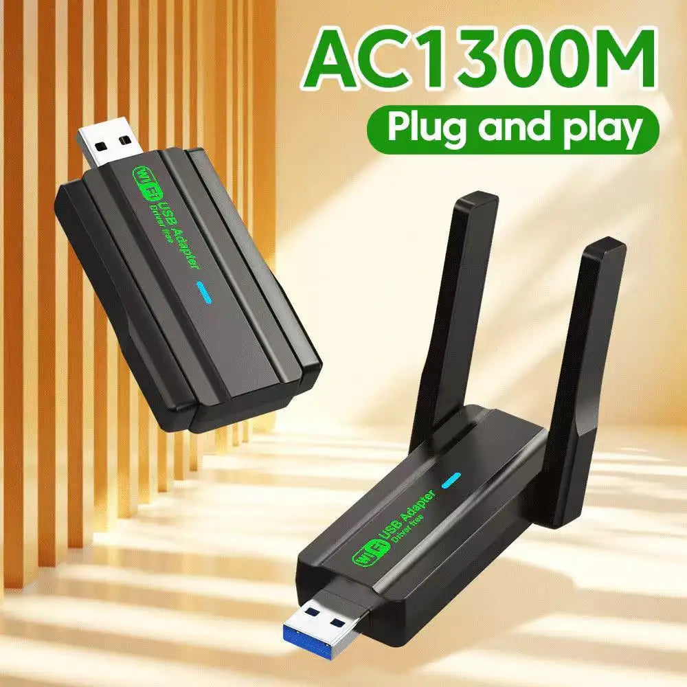 Carte réseau sans fil WiFi 5 1300M double bande 2.4G&5GHz USB 3.0 adaptateur WiFi haute vitesse sans pilote pour ordinateur de bureau portable
