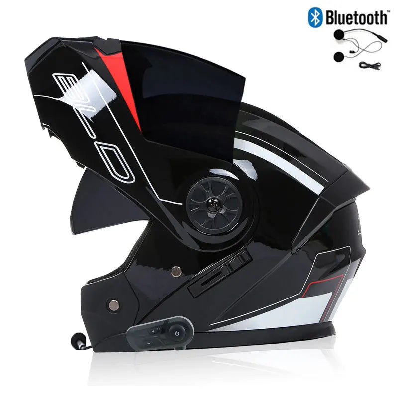 Casque Moto Bluetooth Intégral Homme — Motocross Rabattable Certifié DOT