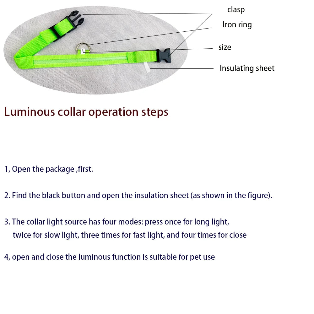 Nylon LED Flashing Dog Leash, Night Safety Glow in the Dark Pet Dog Collar Structural Ent Shoous