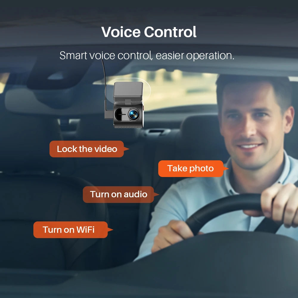 Dashcam MINI 2K WiFi — commande vocale, vision nocturne, enregistreur vidéo voiture, 2025