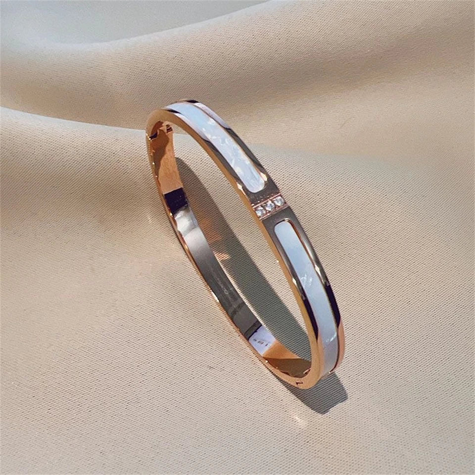 ZAKOL 5/1 piezas conjunto de pulseras de acero inoxidable con incrustaciones de circonita brillante para mujer, brazaletes apilables de moda que no se decoloran, joyería de regalo