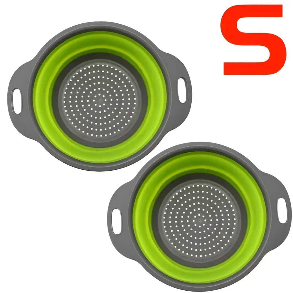 Panier égouttoir pliant en Silicone, 2 pièces, passoire pliable pour fruits et légumes, passoire de cuisine pour aliments, pâtes, ustensiles de cuisine, dispositif de vidange