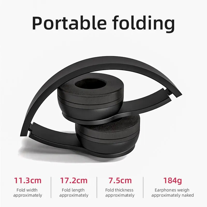 P47 Bluetooth 5.0 Wireless Headphones, Foldable, Hi-Fi Stereo Bass for Music, Gaming, for Kids Girls, for Smartphone
