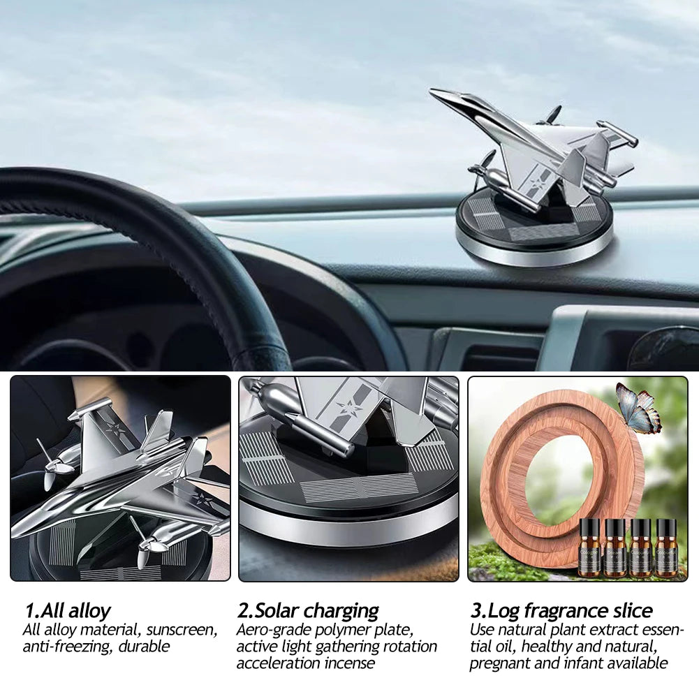 Parfum de voiture aromathérapie voiture énergie solaire désodorisant de voiture avion rotatif aromathérapie diffuseur d'huile parfum durable