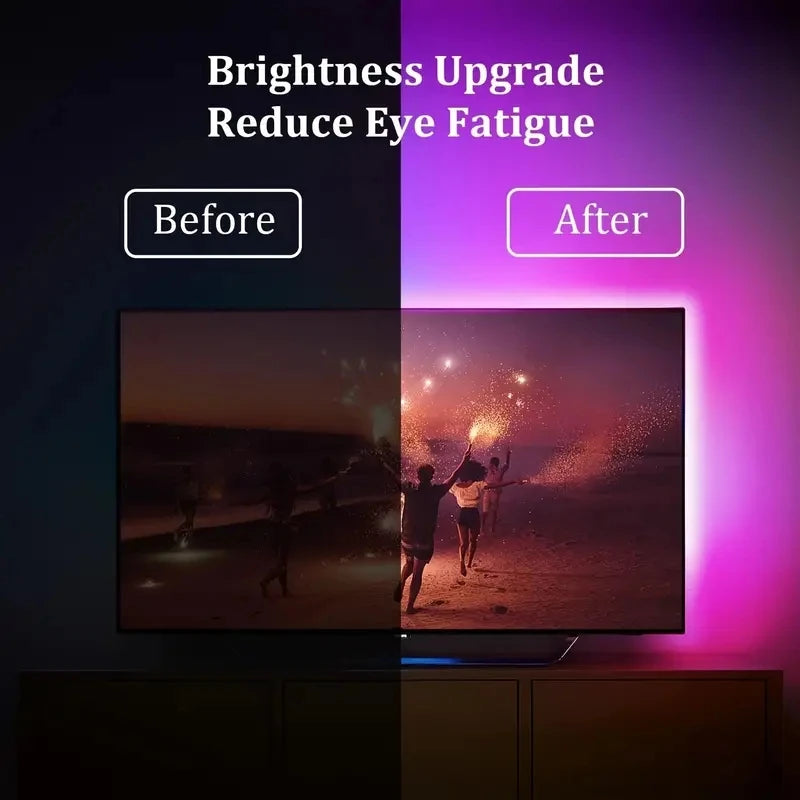 Tira de luces LED RGBIC para TV con cámara, control por aplicación, sincronización de música, luces inteligentes para sala de juegos, iluminación ambiental de 55 a 75 pulgadas