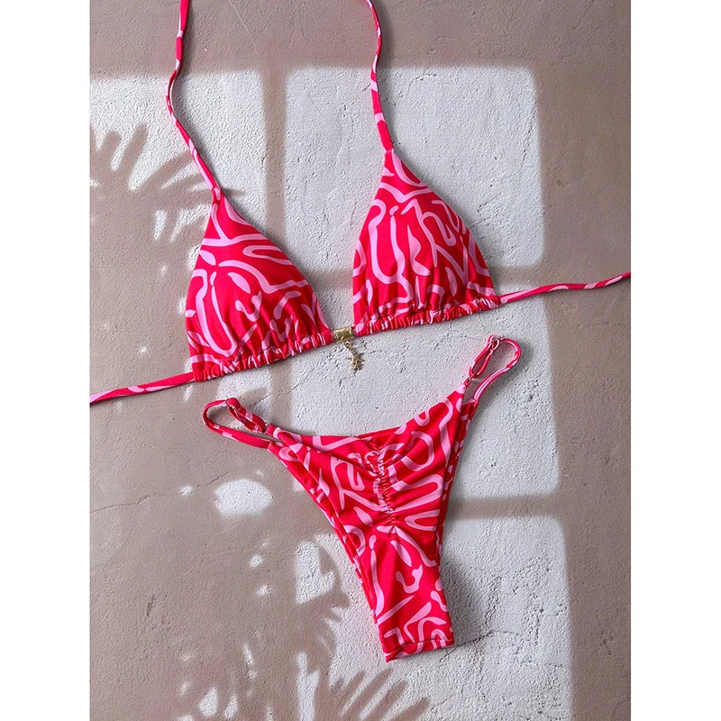Micro bikini pour femmes, maillot de bain deux pièces, vêtements de bain pour femmes, maillot de bain 2026, sexy, imprimé léopard, push-up, string, ensembles de bikinis, vêtements de plage, été