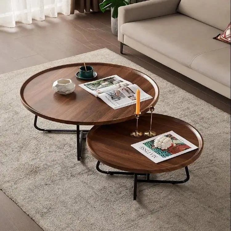 Table basse multifonctionnelle — salon minimaliste moderne, table d'appoint combinée circulaire, maison