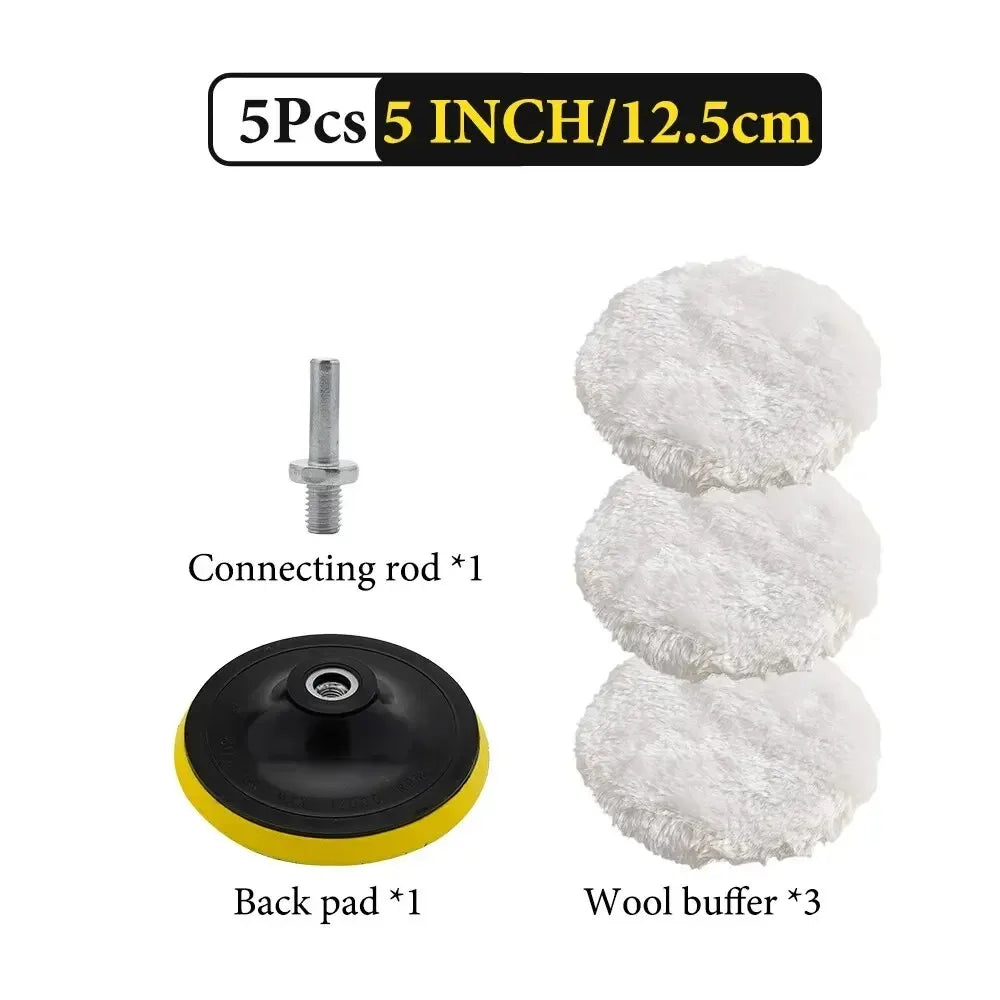 Kit de Polissage Voiture 5 Pièces — Disques Laine & Mousse Correction Peinture