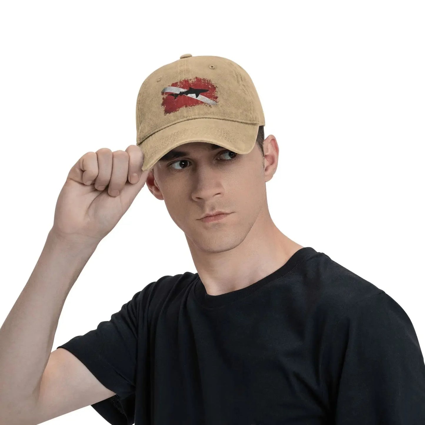 Casquette en denim de sport rétro unisexe, Snapback réglable, chapeau de cowboy de baseball uni, sensation de plongée sous-marine requin vintage