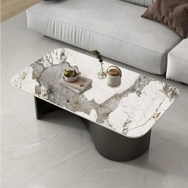 Table basse ovale rectangulaire — esthétique incurvée, glamour, rustique, meubles de salon