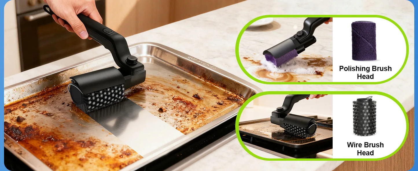 Brosse de nettoyage de barbecue rotative électrique sans fil en acier inoxydable, contrôle de puissance à 3 vitesses pour accessoires de barbecue d'extérieur