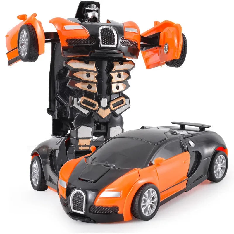 Voiture jouet à changement de forme à impact inertiel pour garçon, robot Autobot à changement de forme à un bouton, puzzle à changement de forme, collision