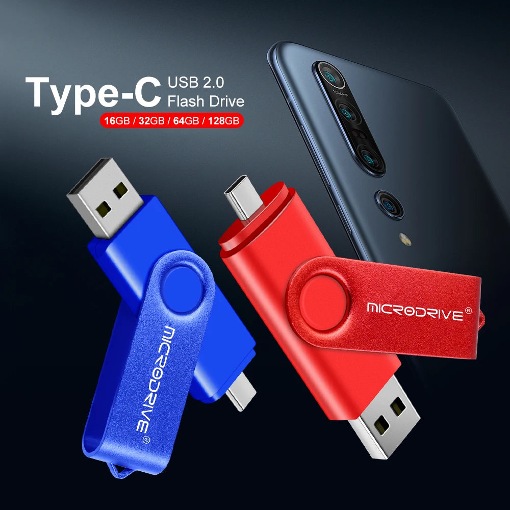 Clé USB OTG 2 en 1 Type C 128 Go, clé USB 1 Go, 2 Go, 4 Go, 8 Go, 32 Go, 64 Go, 128 Go, mémoire USB