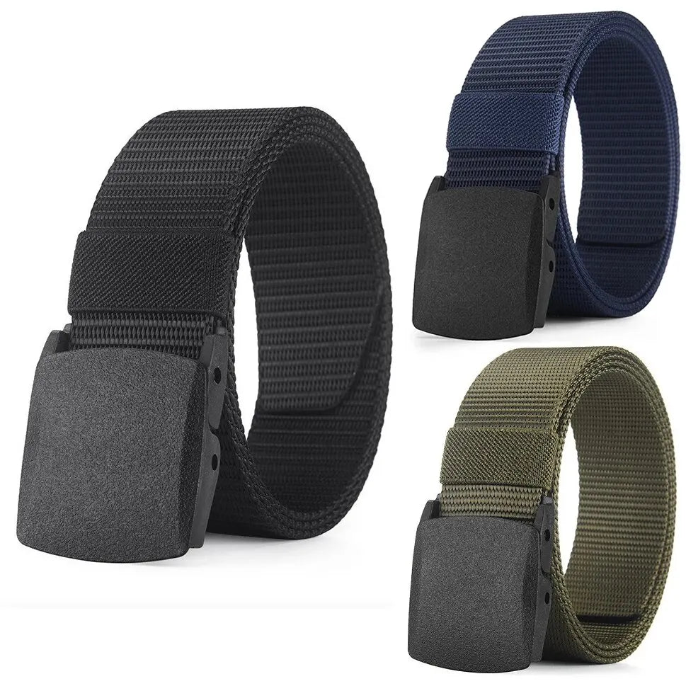 Casual Canvas Belt for Men and Women, Non-Metallic Nylon Training Belt with Trousers, Sports, Outdoor, Jeans