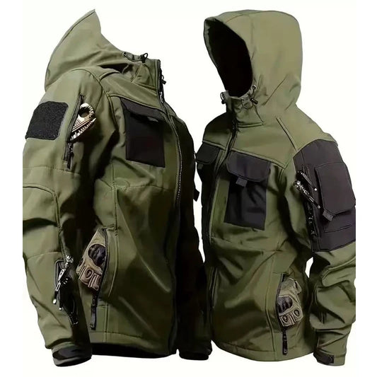 Men's Winter Tactical Military Combat Fleece Jackets, Warm Outdoor Hiking Coat, Camping, Climbing, Multi-pocket, Casual Trekking