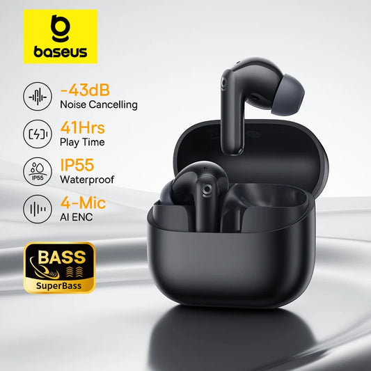 Baseus Bass EP10 NC -43dB Noise Cancellation True ANC Wireless Earbuds Bluetooth 6.0 In-Ear Wireless Headphones 4-Mic ENC Earbuds