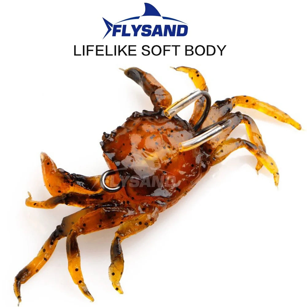 FLYSAND bionique crabe Silicone appât souple artificiel réaliste crochet pointu leurre de pêche poisson d'eau douce gabarit tête appâts matériel de pêche
