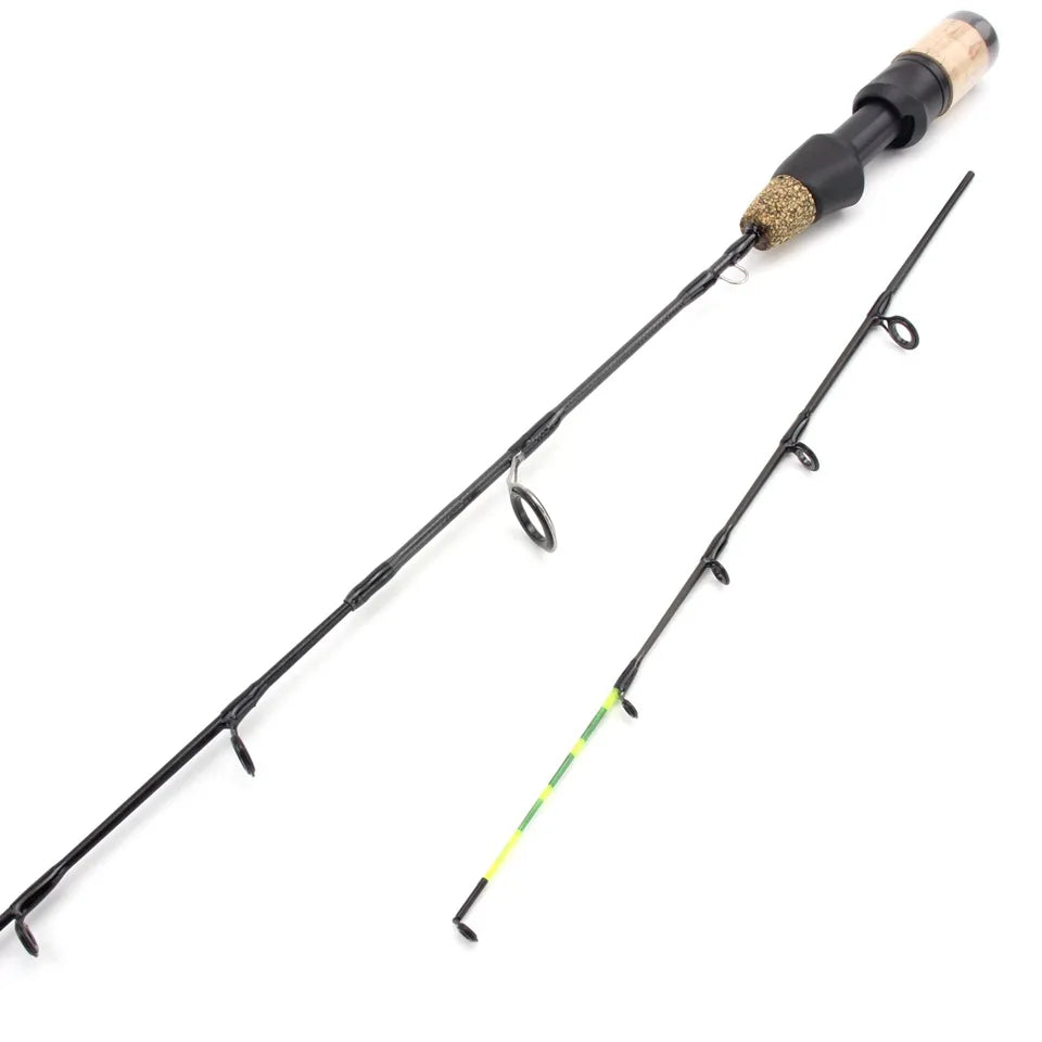 Canne à Pêche sur Glace Télescopique 60cm avec Moulinet — Carbone Hiver